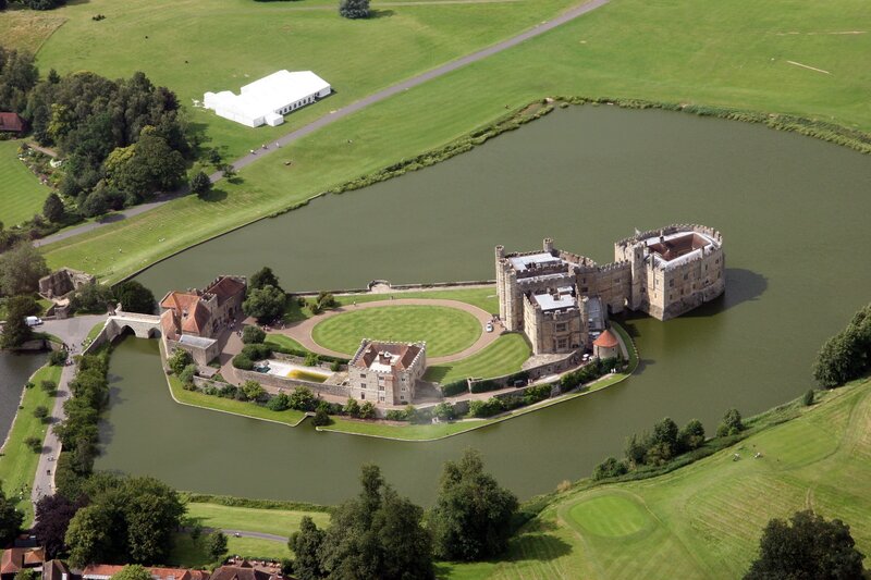 Aerial view of a castle