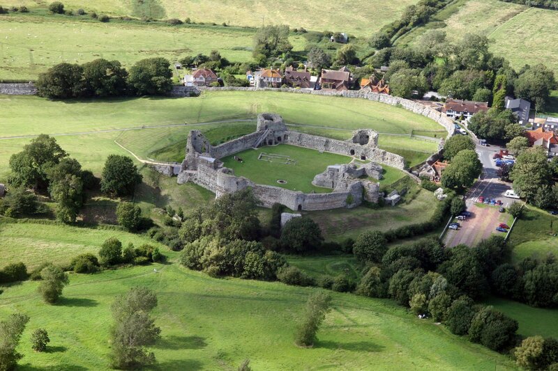 Aerial view of a castle ruin