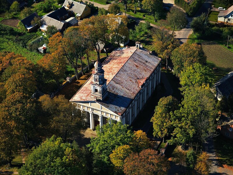 Aerial view of a church