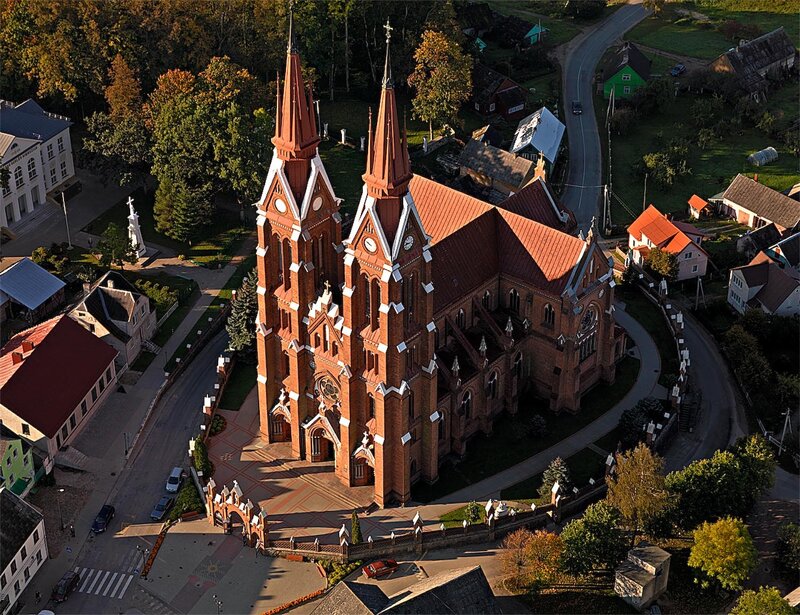 Aerial view of a church