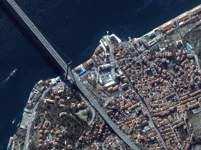 Aerial View of a City — Blue, Dramatic