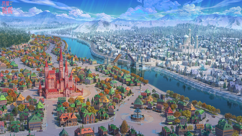 Aerial View of a City — Blue, Serene, Autumn