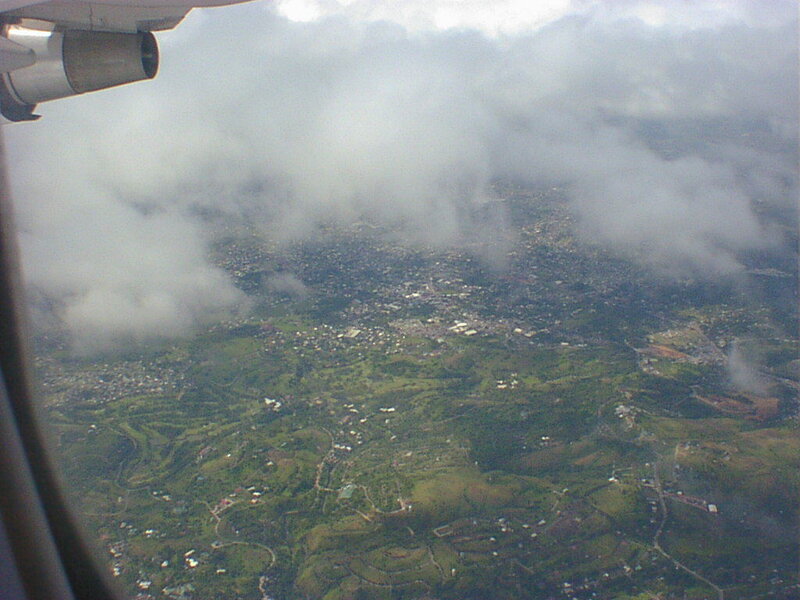 Aerial view of a city from an airplane