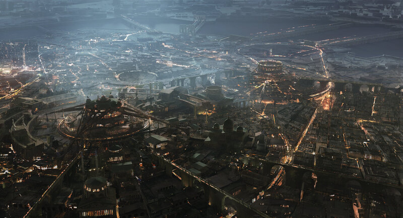 Aerial View of a City — Gray, Dramatic