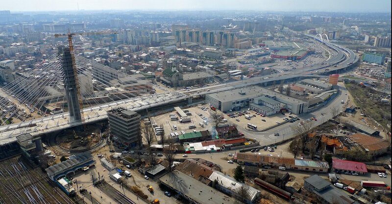Aerial View of a City — Gray