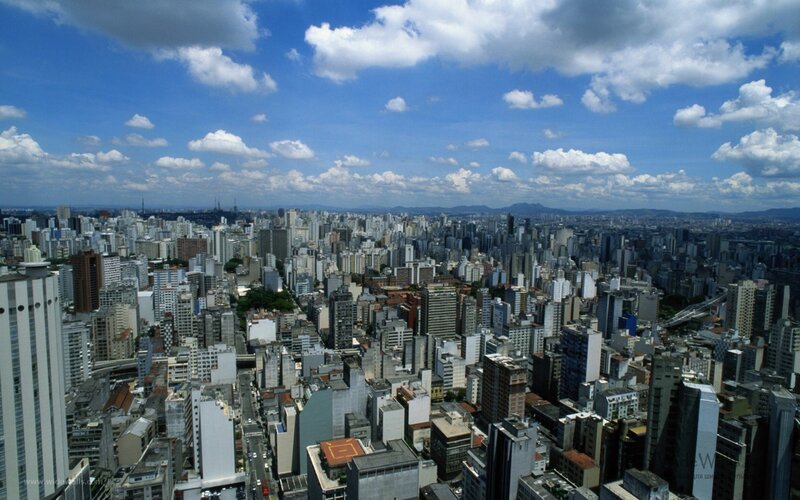Aerial view of a city skyline