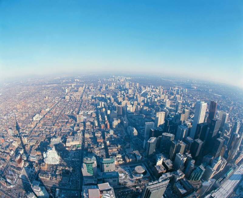Aerial view of a city skyline