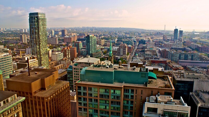 Aerial view of a city skyline