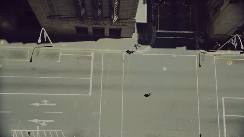 Aerial view of a city street