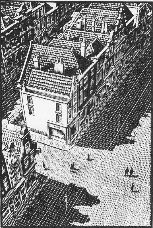 Aerial view of a city street