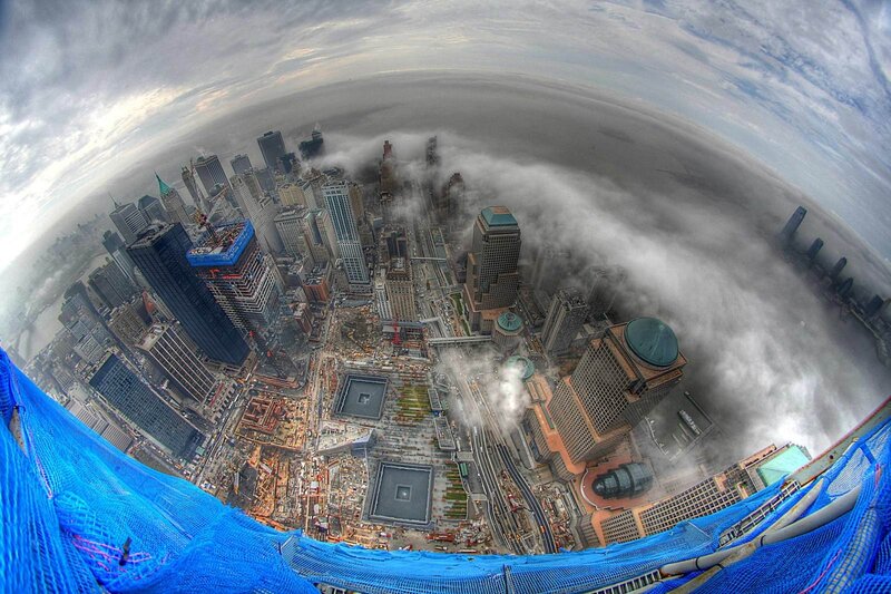 Aerial view of a city under construction