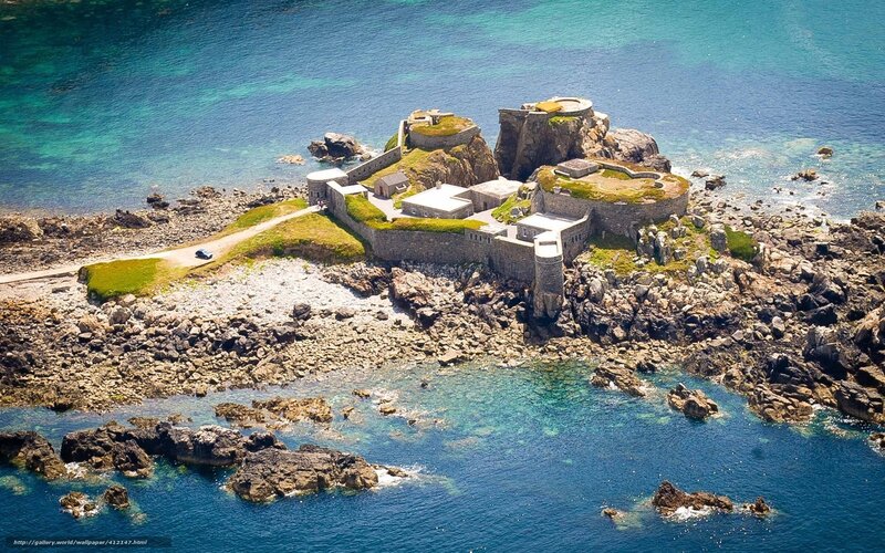 aerial view of a coastal fortress