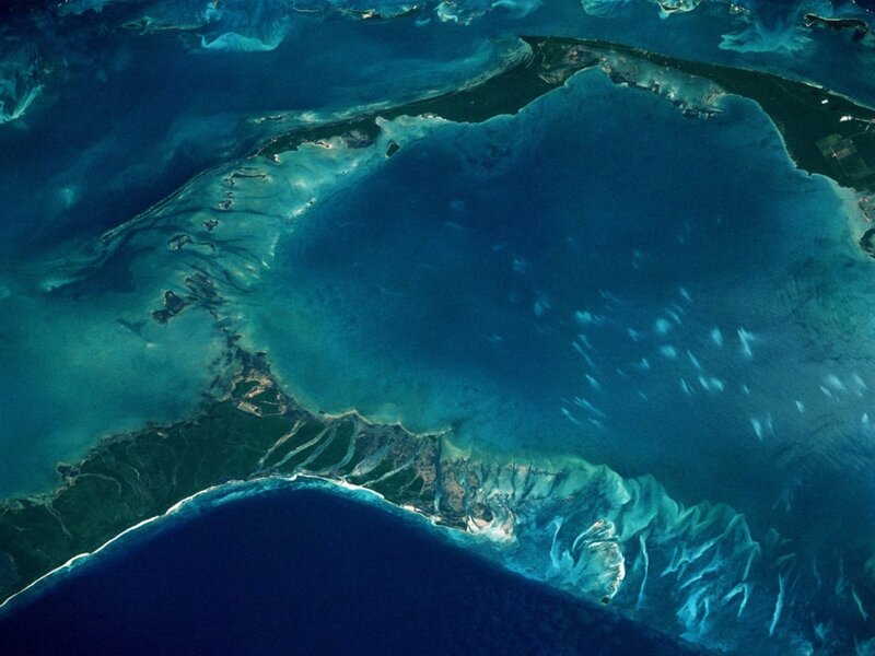 aerial view of a coastal lagoon
