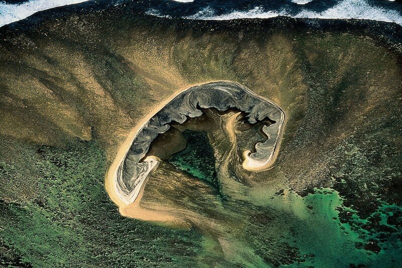 Aerial view of a coastal landform