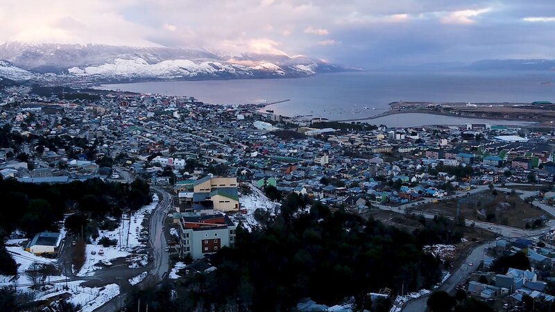 Aerial View of a Coastal Town — Blue, Dramatic