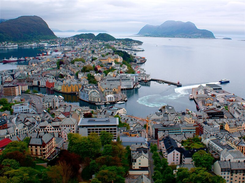 Aerial View of a Coastal Town — Gray, Serene