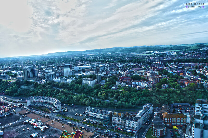 Aerial View of a Coastal Town — Green, Dramatic