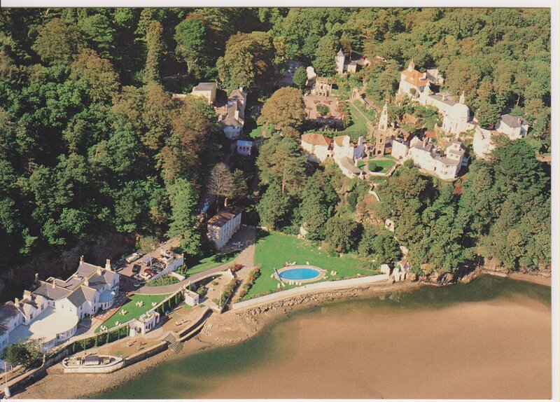 Aerial view of a coastal village