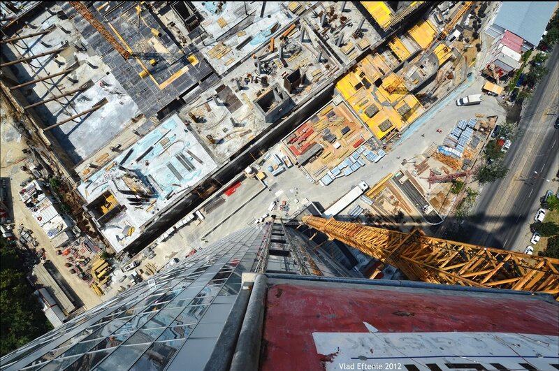 Aerial view of a construction site