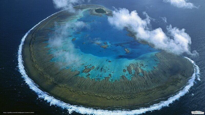 Aerial view of a coral atoll