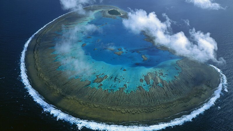 Aerial View of a Coral Atoll — Blue, Serene