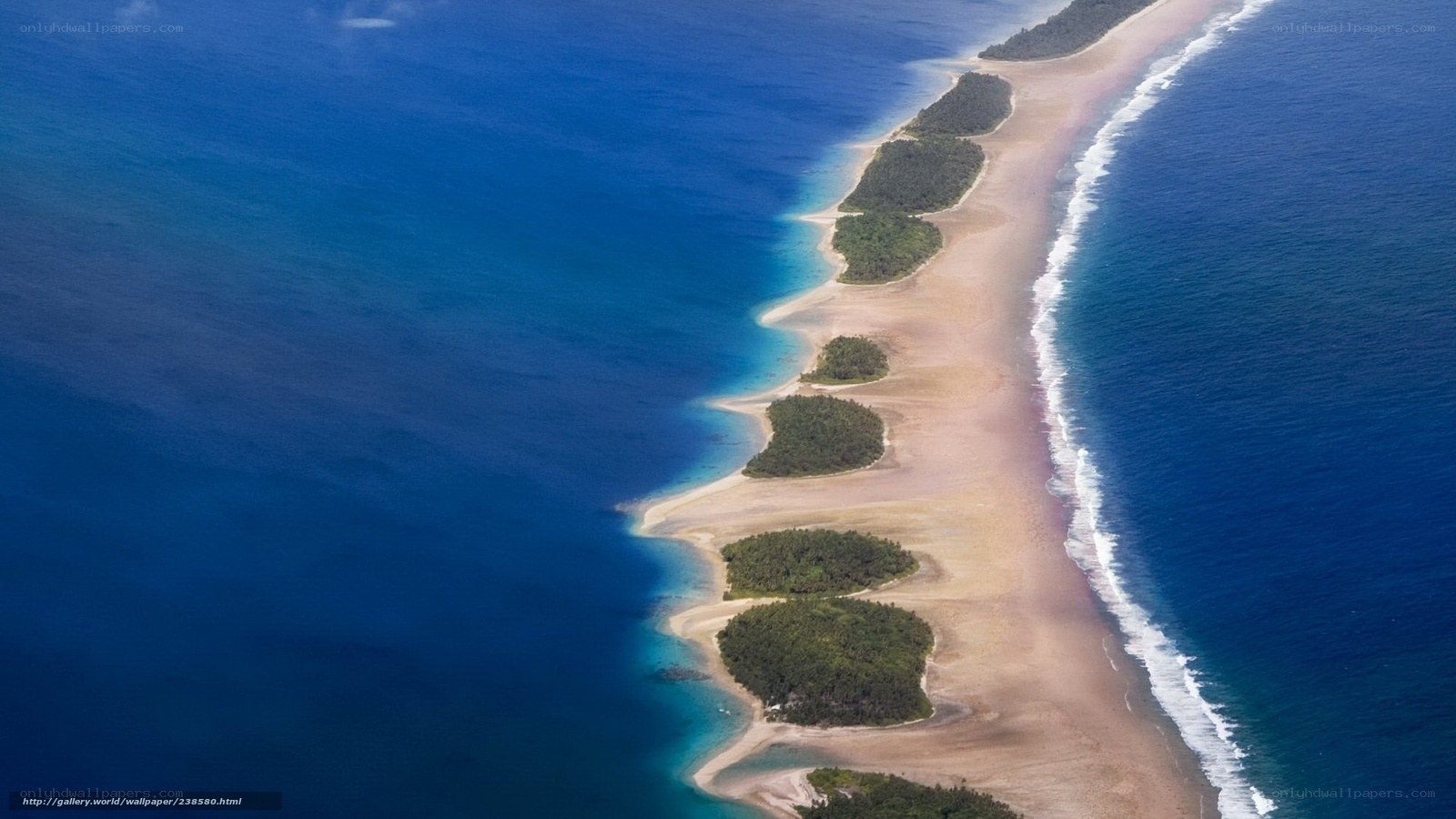 Aerial view of a coral atoll