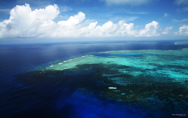 Aerial view of a coral reef