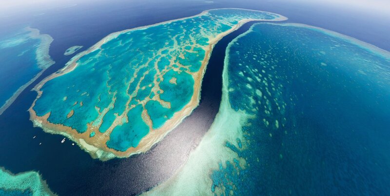 Aerial view of a coral reef