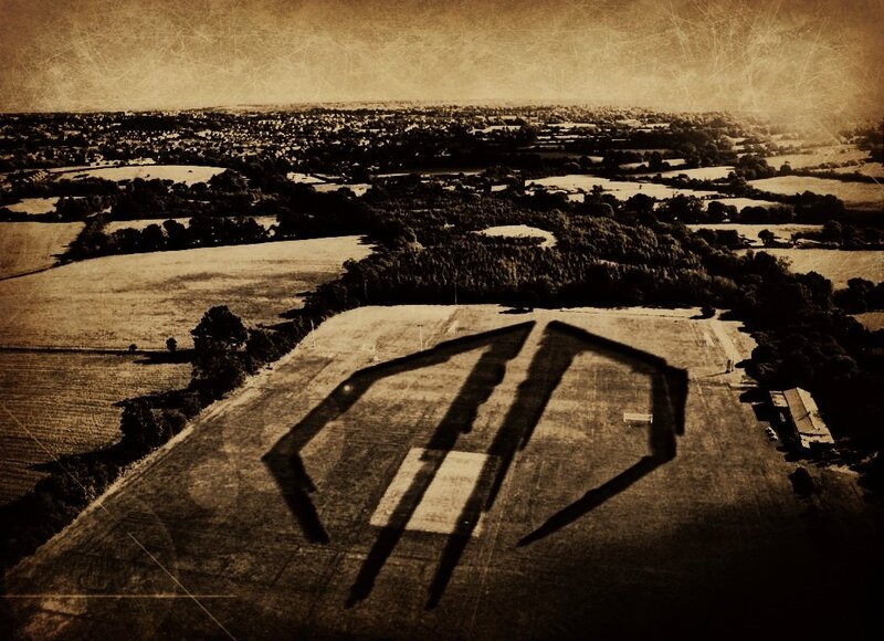 Aerial view of a cricket field