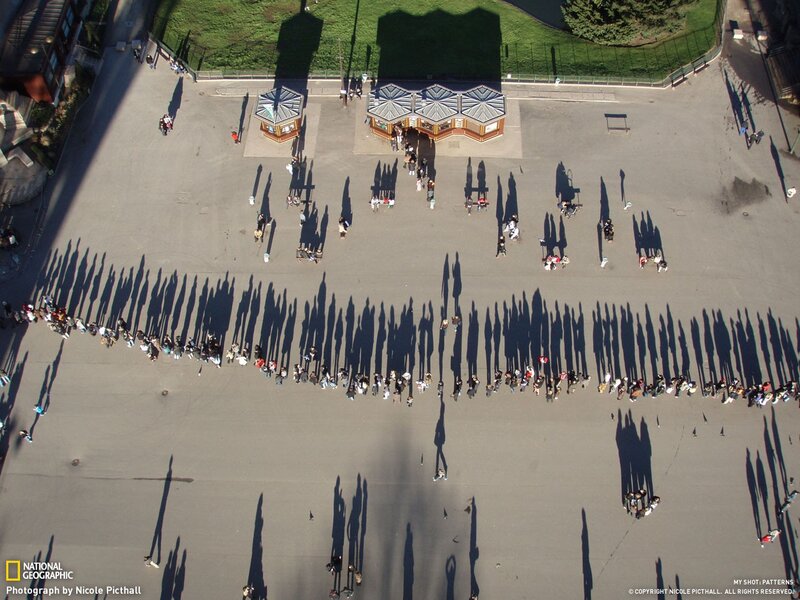 Aerial view of a crowd