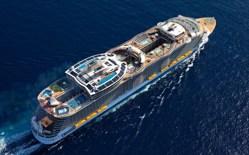 Aerial view of a cruise ship