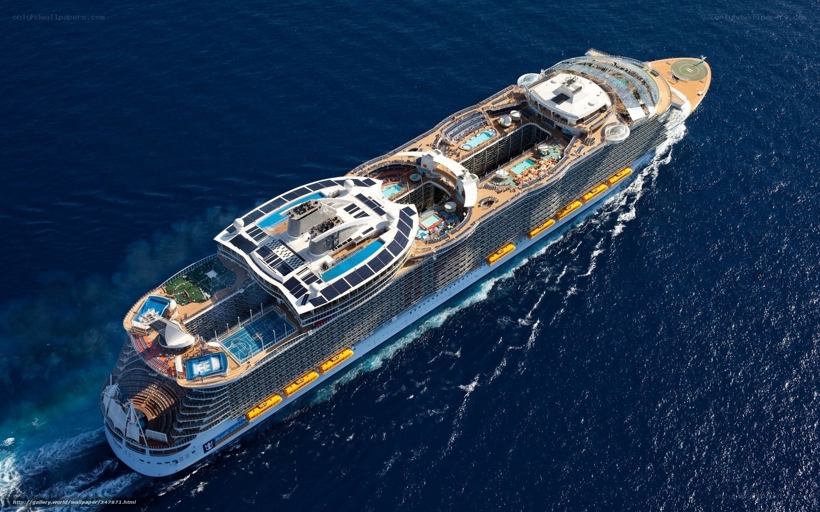Aerial view of a cruise ship