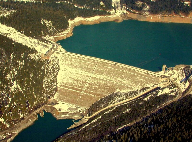Aerial view of a dam