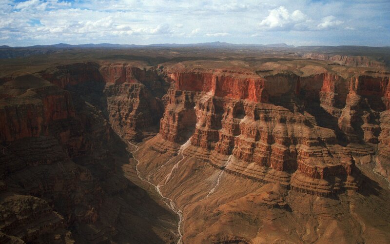 Aerial view of a deep canyon