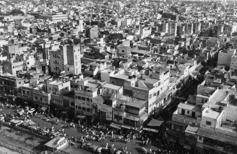 Aerial view of a dense city