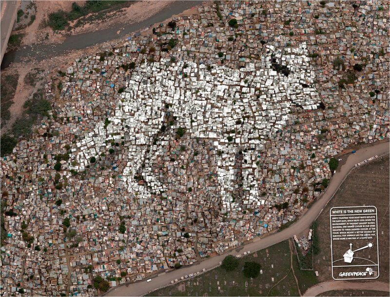 Aerial view of a densely populated settlement