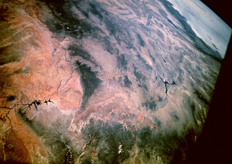 Aerial view of a desert landscape