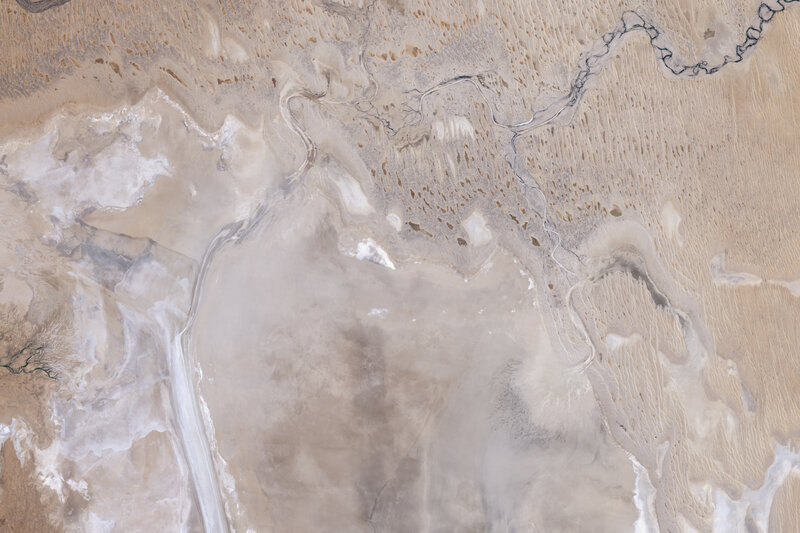 Aerial view of a desert river