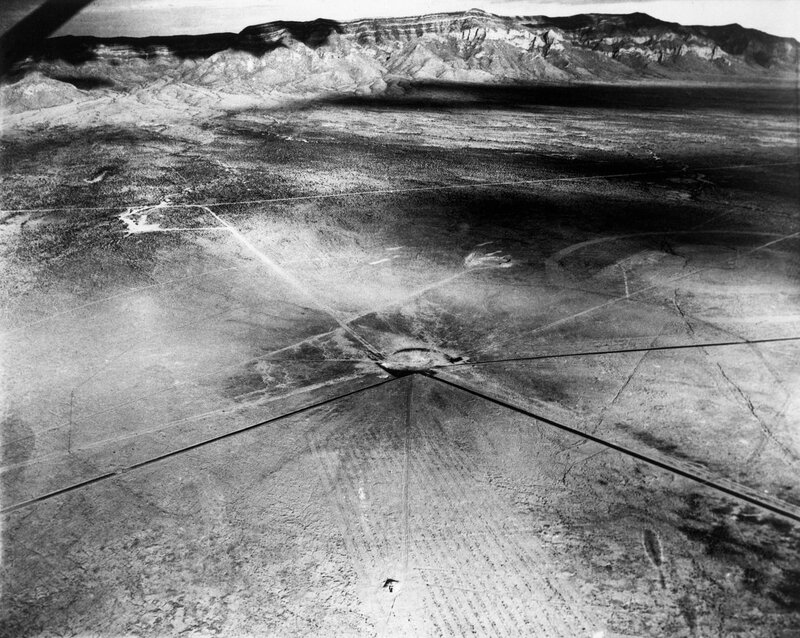 Aerial view of a desert test site