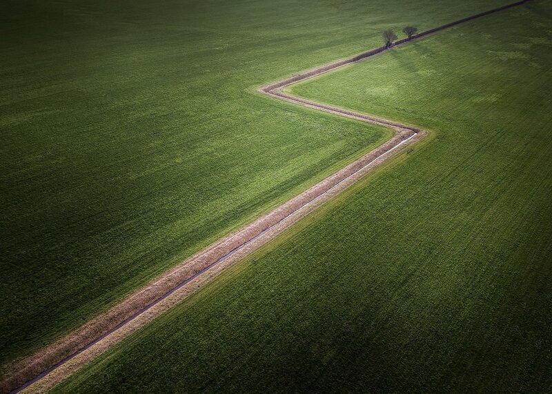 Aerial View of a Ditch
