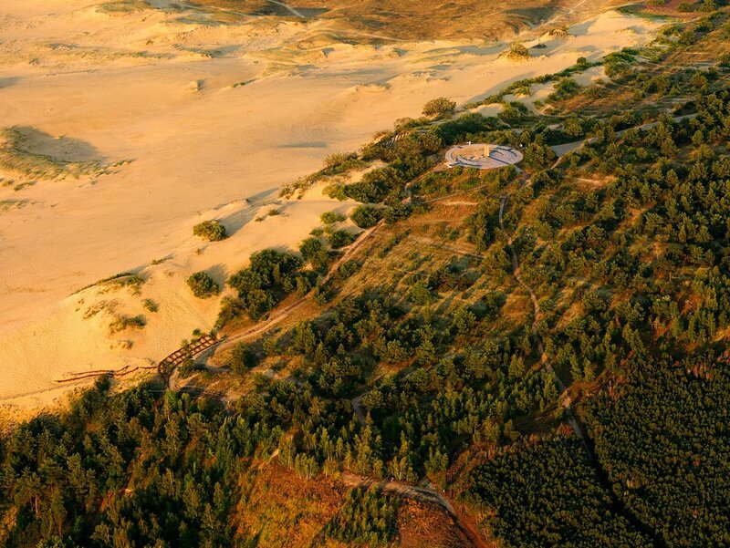 Aerial view of a dune landscape