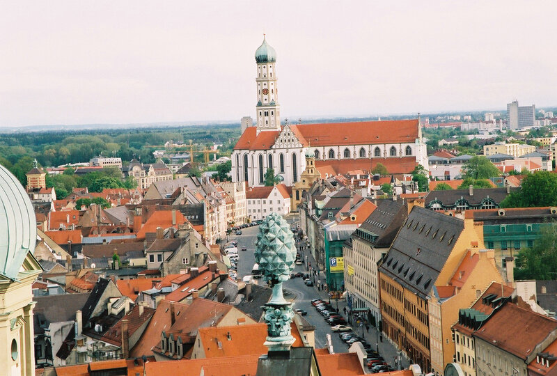 Aerial view of a European city