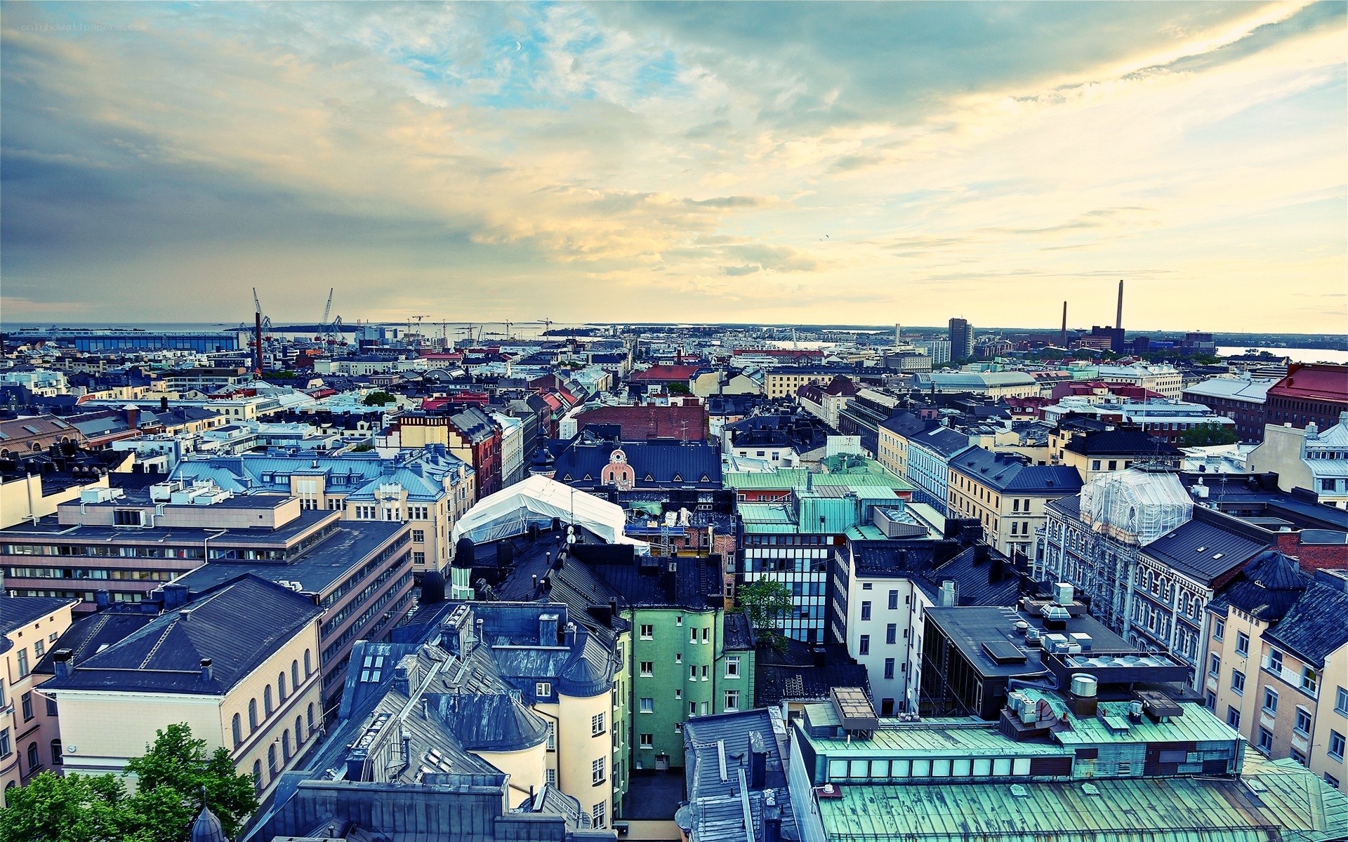 Aerial view of a European city