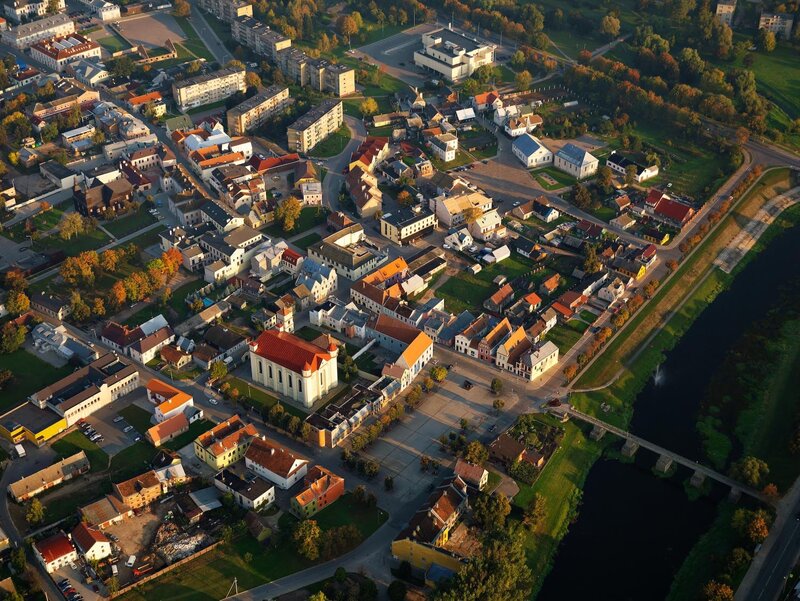 Aerial view of a European town