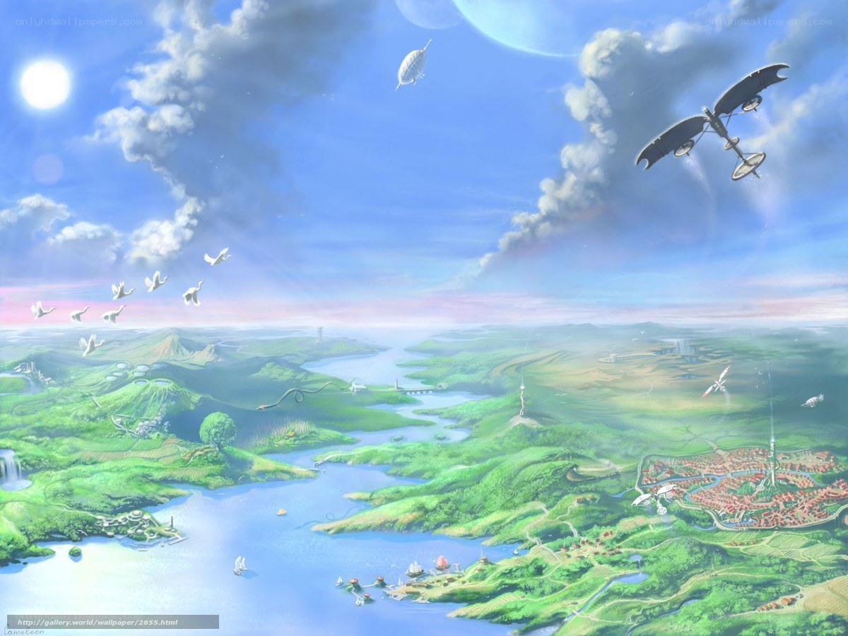 Aerial view of a fantasy landscape