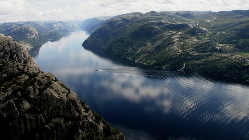 Aerial view of a fjord