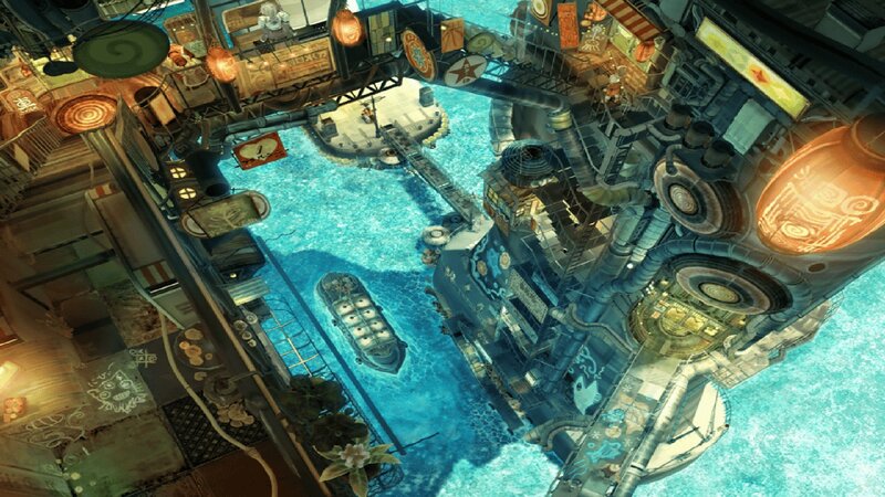 aerial view of a floating city
