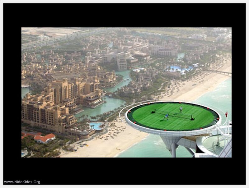 aerial view of a floating soccer field