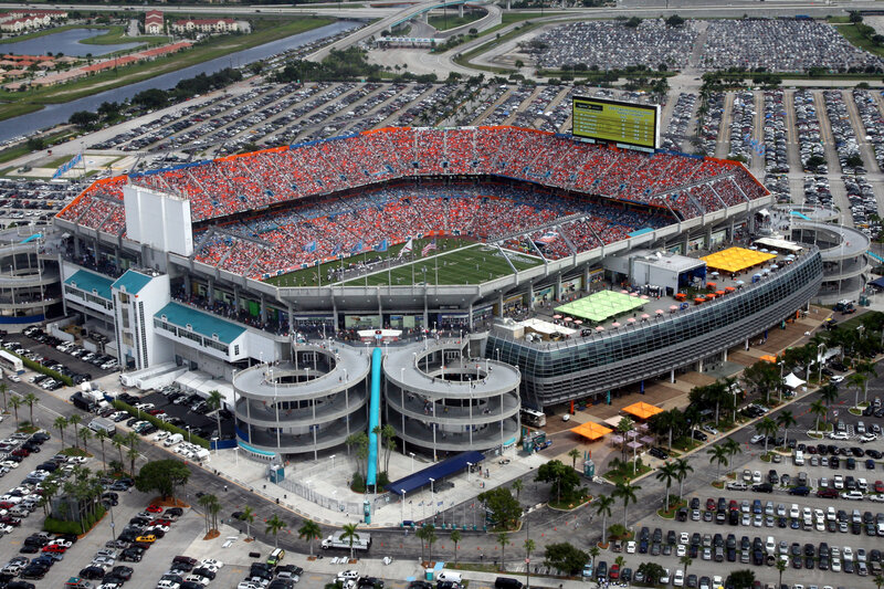 Aerial view of a football stadium