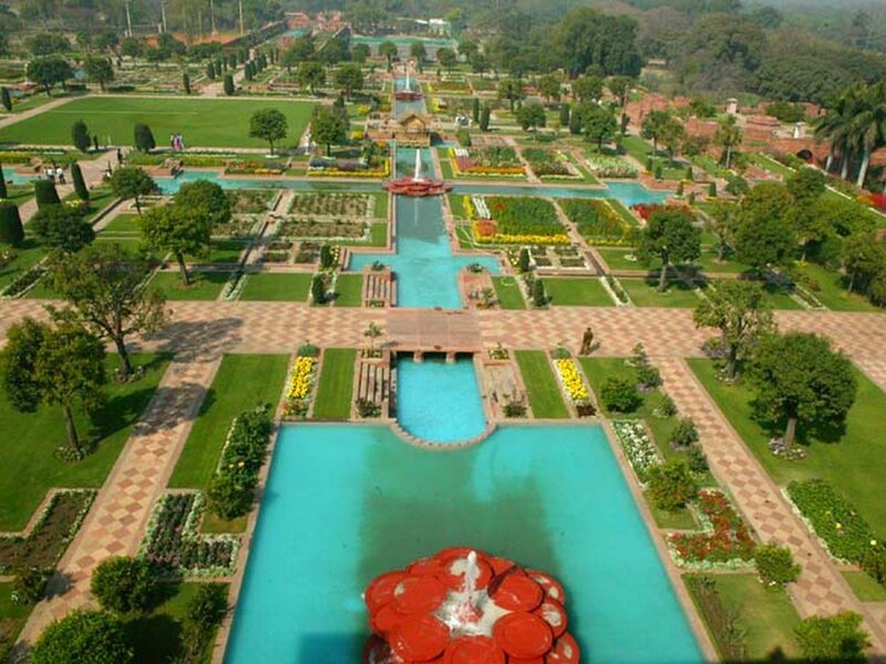 aerial view of a formal garden